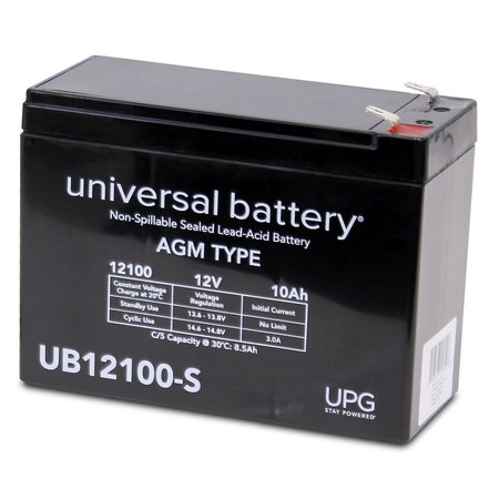UPG Sealed Lead Acid Battery, 12 V, 10Ah, UB12100S, F2 Faston Tab Terminal, AGM Type D5719